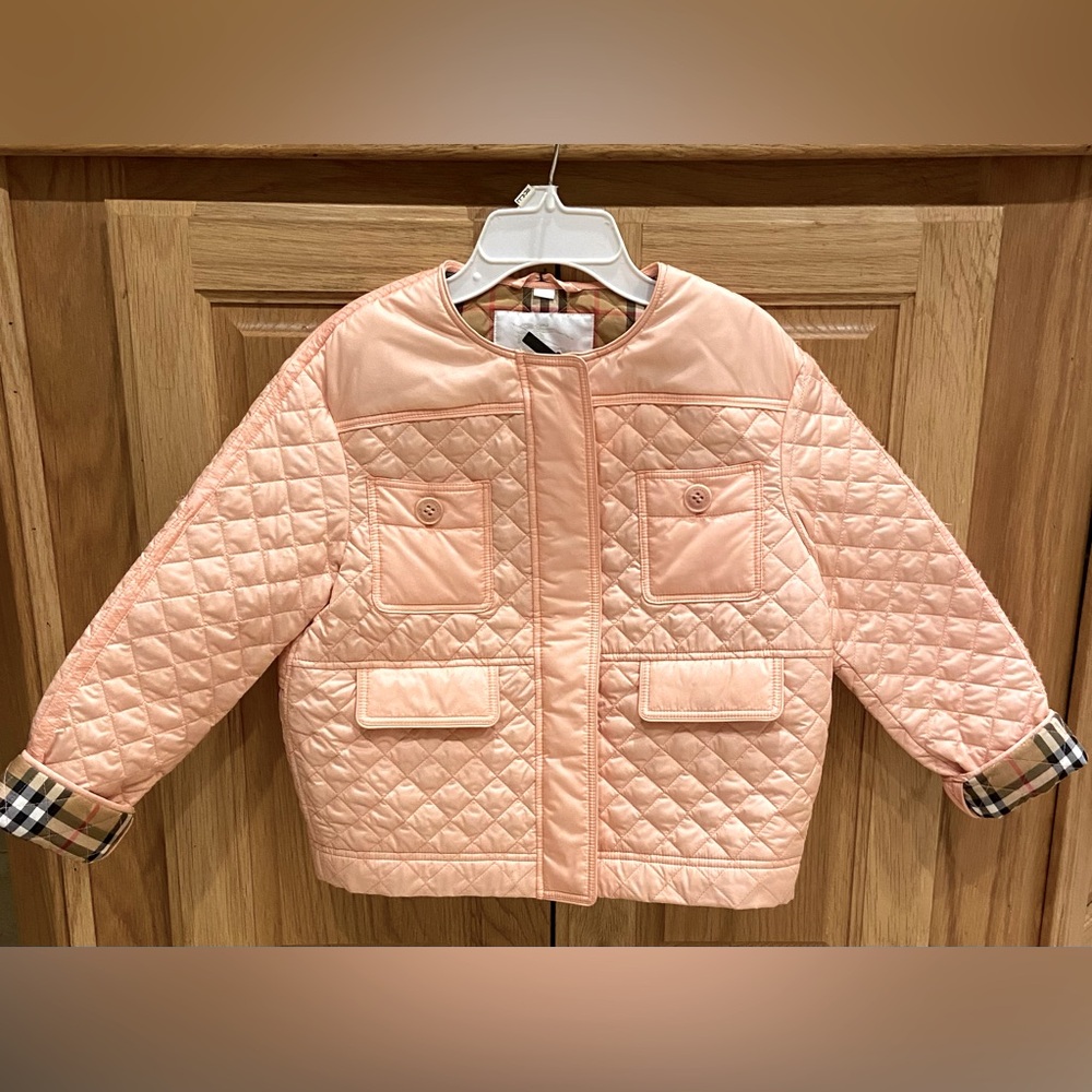 BURBERRY Kids Dusty Pink Puffer Jacket- Size 10Y- New w/Tag & Thread Defect